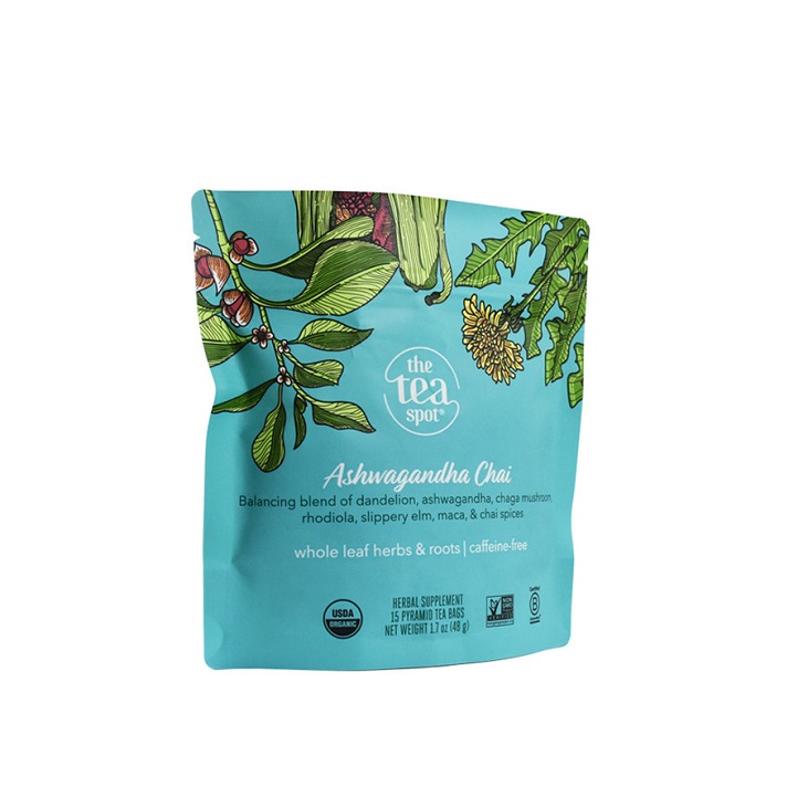 Renewable Quad Seal Packaging Pouches Biodegradable Heat Seal Tea Bags