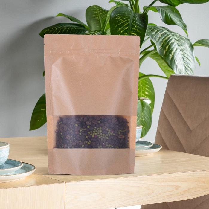 Multiple Sizes Eco-friendly Recycled Tin Tie Brown Kraft Custom SOS Bags Flat Bottom