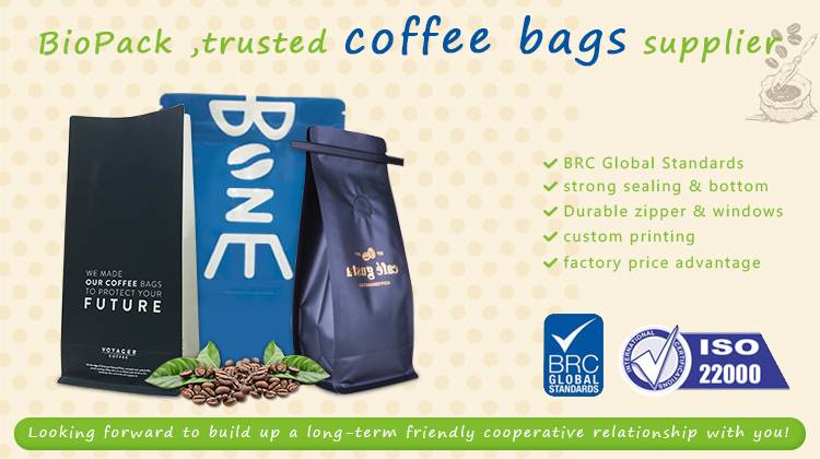 Inventory Foil Lined Square Bottom Kraft Packaging Bag For Coffee  咖啡袋详情海报