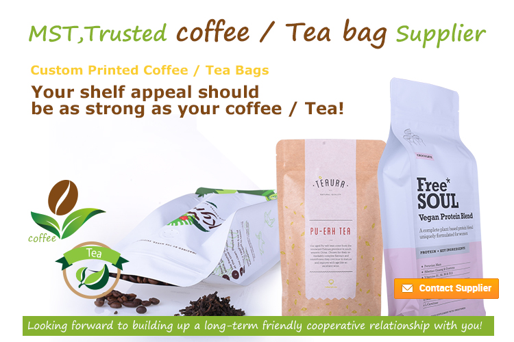 Custom Gravure printing compostable tea bags coffee tea pouch