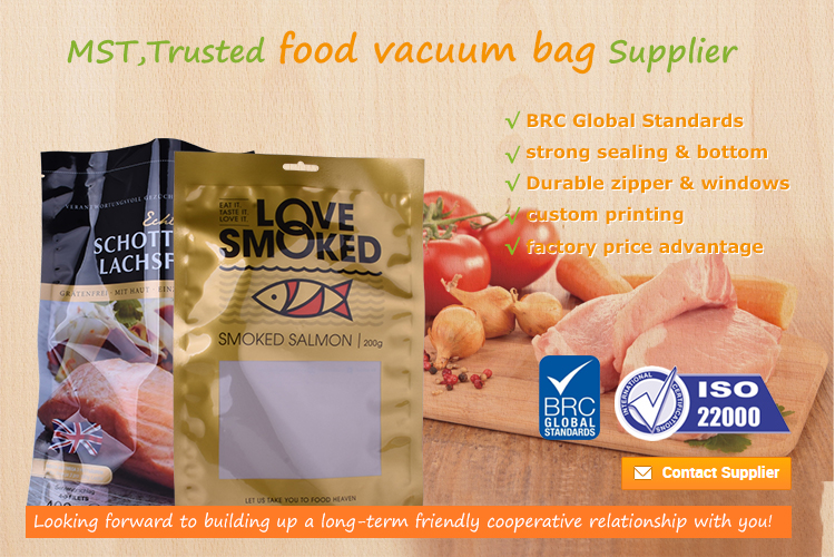 Custom Production Customised compostable frozen food packaging vacuum bag