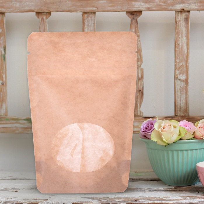 Flexible Home Compostable Stand Up Brown Paper Wildflower Seed Paper Bags with Window
