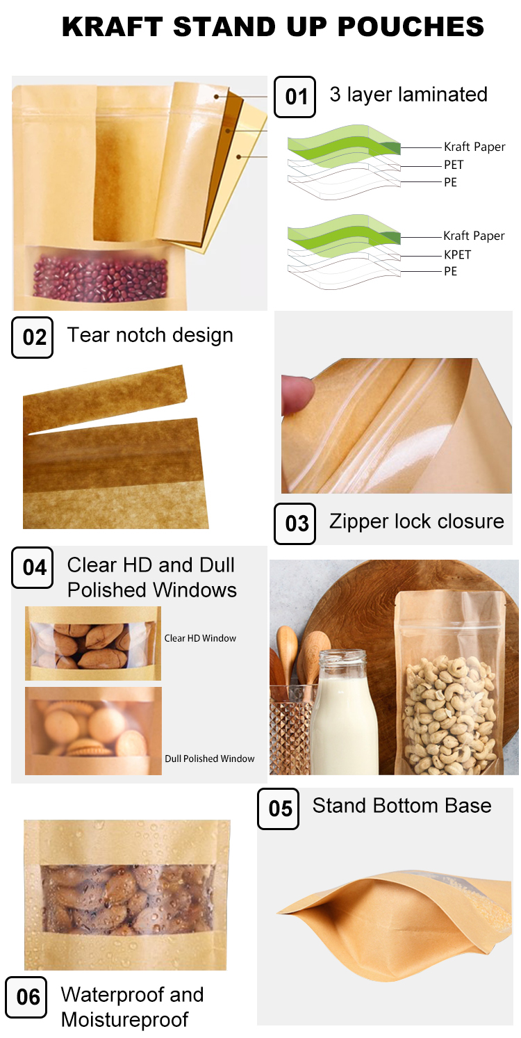 Kraft paper stand up pouch