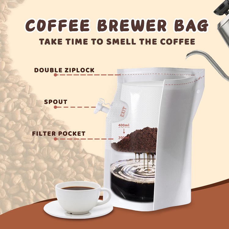 portable stand up cold brew coffee bag