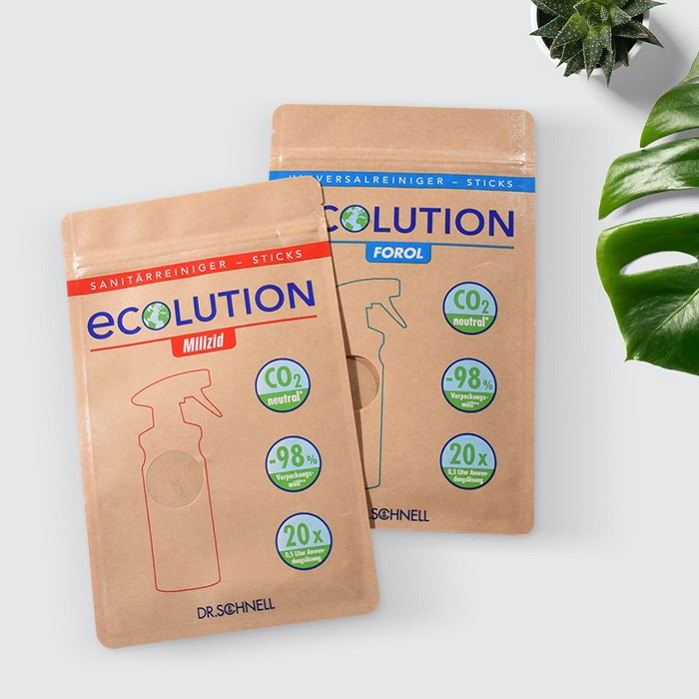 Glossy Home Compostable Custom Printed Kraft Stand Up Pouches with Window for Cleaning Product