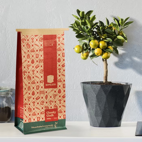 Flat Bottom Tin Tie Biodegradable Kraft Paper Bags for Climbing Chalk