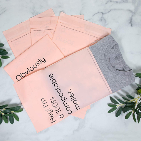 Manufacturer Sale Adhesive Custom Printed Pink 100 Home Compostable Shipping Mailer Bags