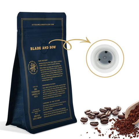 Plant-based Recycle Paper Blue Custom 12 Oz Coffee Bags with Valve Wholesale
