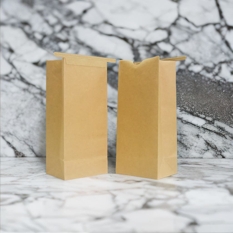 Carbon Neutrality Laminated SOS Block Bottom Brown Recycle Paper Bags with Tin Tie