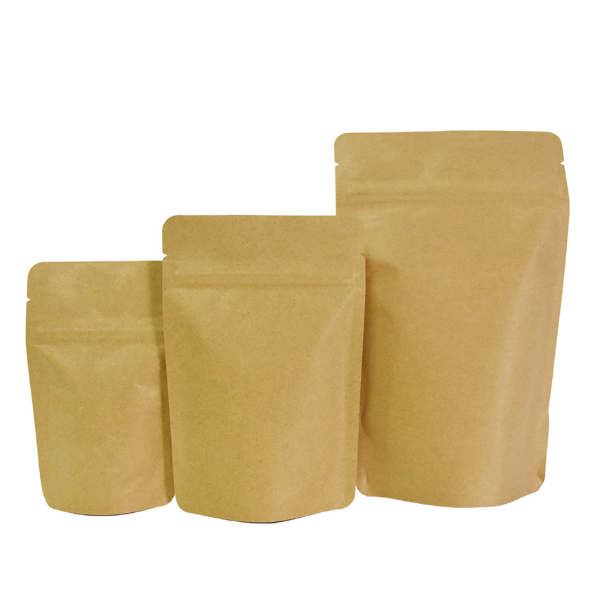 Perfect Service Heat Seal Sealable Food Stand Up Pouches Bags Kraft Cleanroom Packaging Supplies