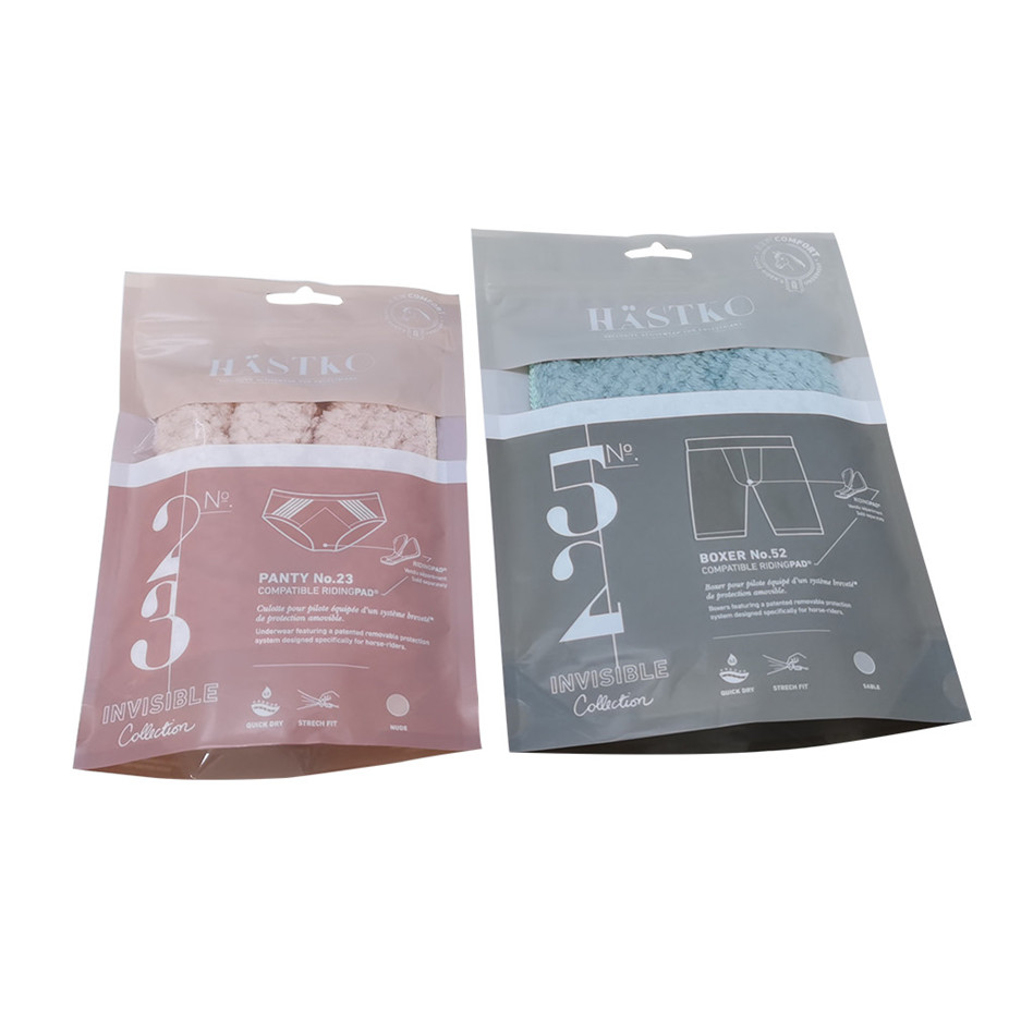 Resealable Ziplock Kraft Paper Clothes Packing Plastic Bag for Clothes Pouches Printing