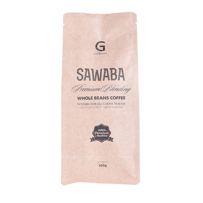 Custom block bottom paper bag bag 500g coffee with printing