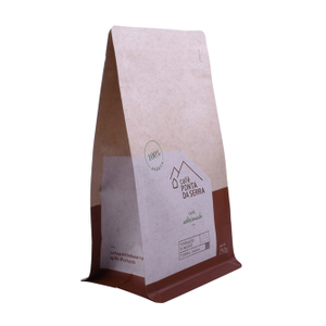 High quality laminate customized-logo kraft paper coffee bag with valve in square bottom bag