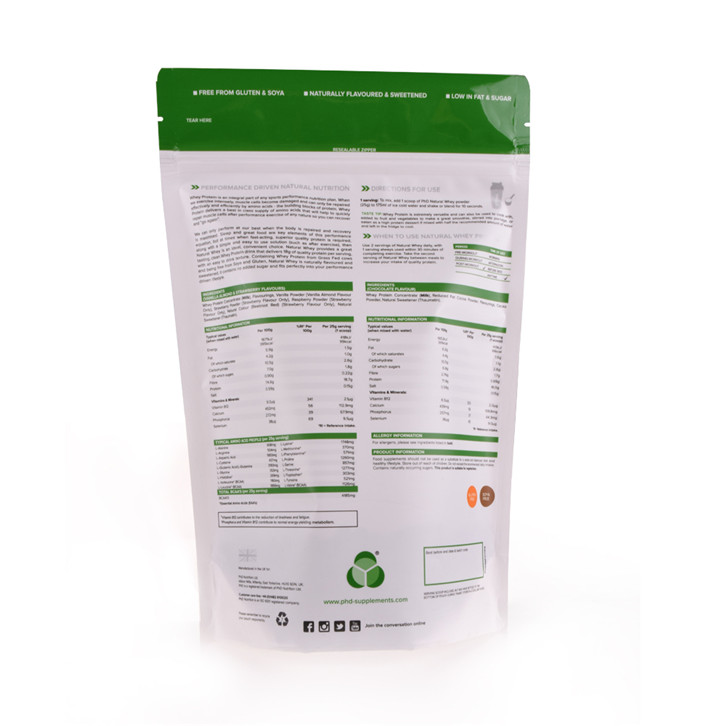 Customised Custom Heat Seal Zip Lock Whey Protein Bag Recyclable