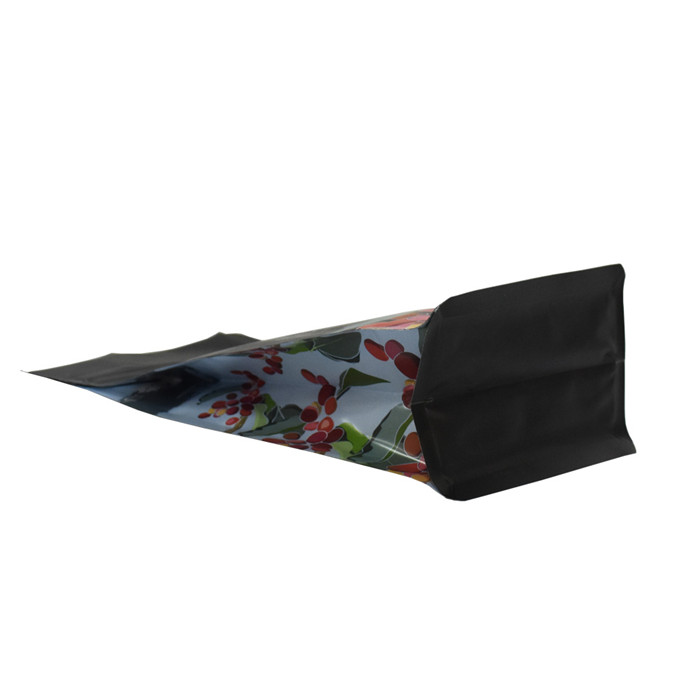 High quality square bottom coffee zip lock bag black with valve