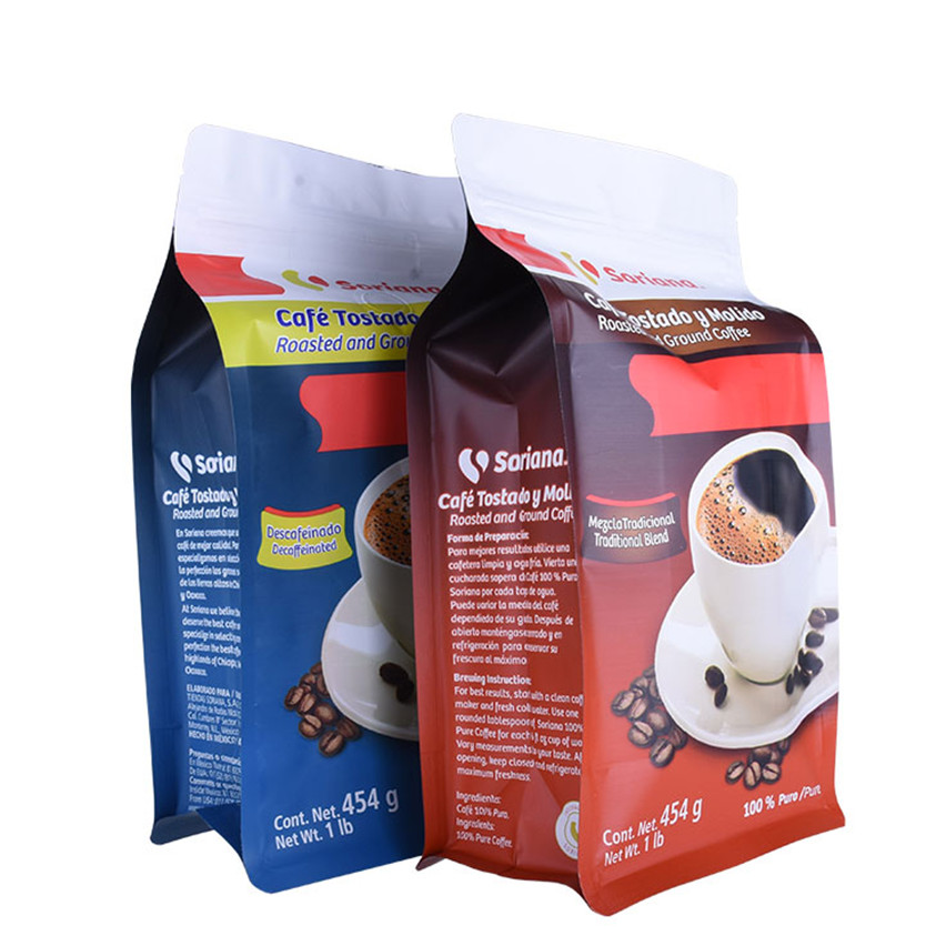 Excellent Quality Heat Sealing Flat Bottom Aluminum Foil Zip Lock Coffee Bag