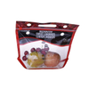 Imprinted logo on eco plastic recyclable fruit bag zipped with handle