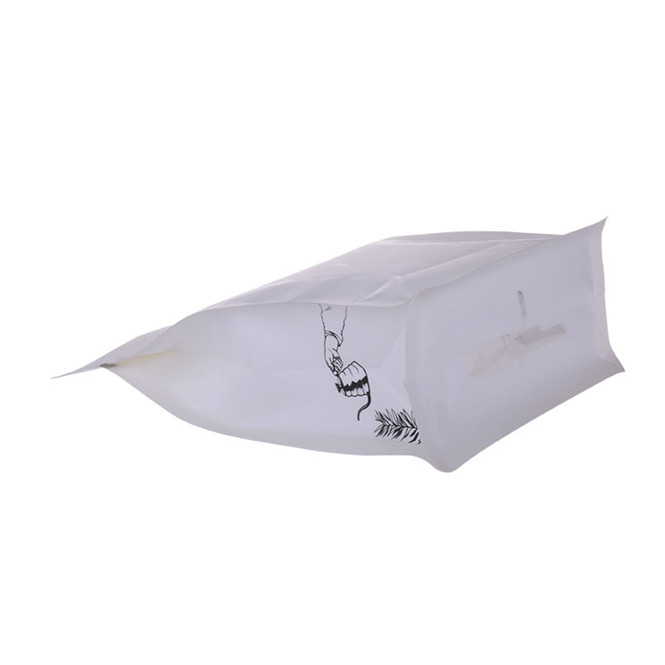 Custom printing block bottom semi clear coffee bags with ziplock