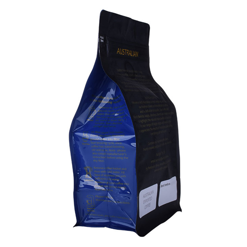 Flat Bottom Resealable Custom Printed Coffee Packaging Bag Wholesale