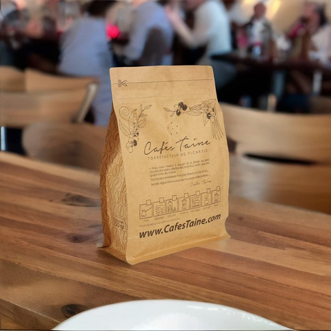 Recyclable Degassing Valve Brown Paper Quad Seal Coffee Bag Wholesale