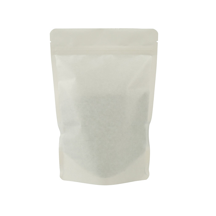 Compostable food package white kraft stand up pouches with ziplock
