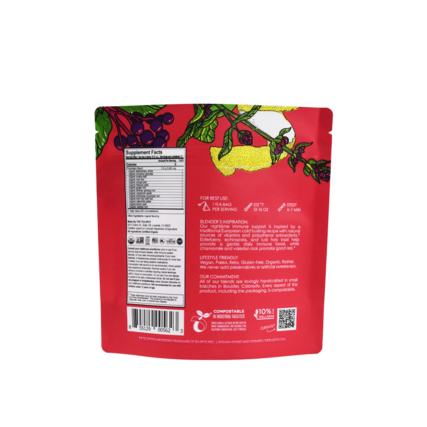 Hot Sale High Quality Eco Friendly Compostable Tea Packaging Pouch Manufacturers