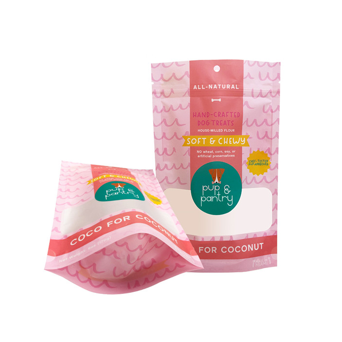Standup dog food packaging eco friendly biodegradable packaging pet food pouch with zipper