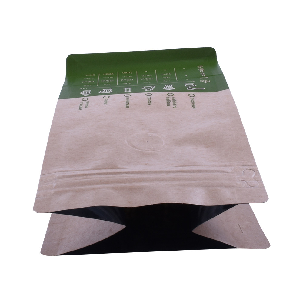 Aluminum Foil Flat Bottom Coffee Bean Packaging Bags with Valve and Ziplock