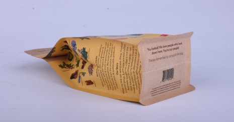 Compostable Custom Printed Square Bottom Coffee Packaging Kraft Bag Manufacturer From China