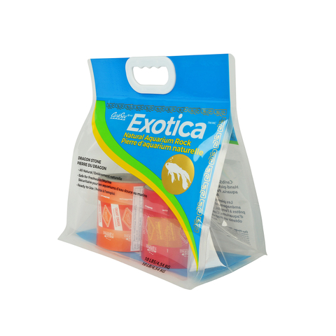 Custom Size Up To 20kg Large Aquarium Rock Packaging Flat Bottom Bag with Handle Hole