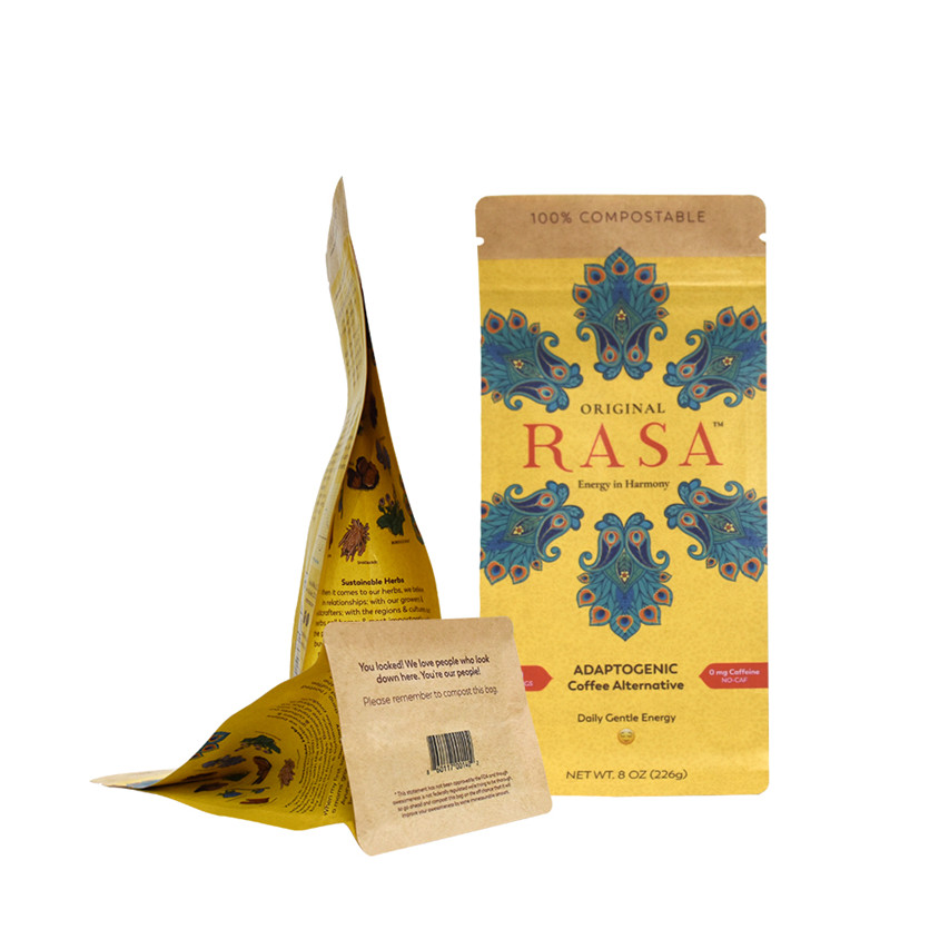 Creative Design Varnishing Biodegradable Sachet Resealable Kraft Paper Bags Personalized Coffee Bag