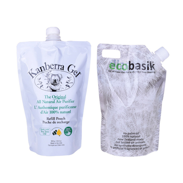 Colorful Printing biodegradable materials spout pouch with cup washing powder packet design detergent powder packing pouch