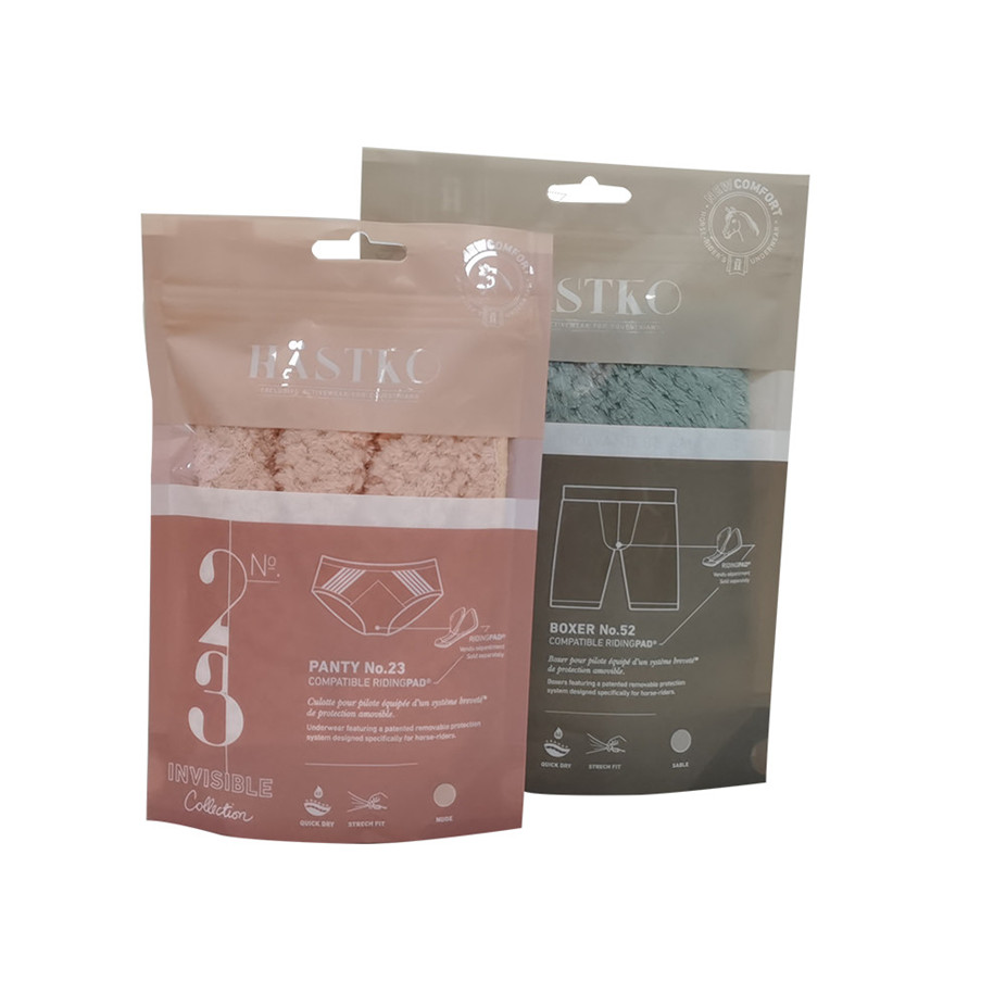 Resealable Ziplock Kraft Paper Clothes Packing Plastic Bag for Clothes Pouches Printing