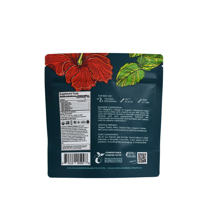 FSC Certified Printed Ziplock Stand Up Pouch for Tea Wholesale