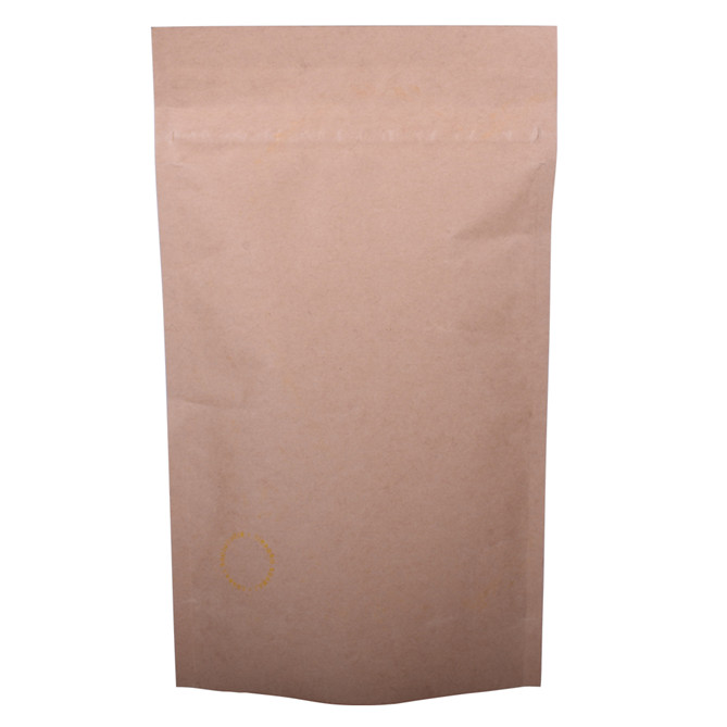 Custom size standing brown paper bag with zipper to pack snack in stock