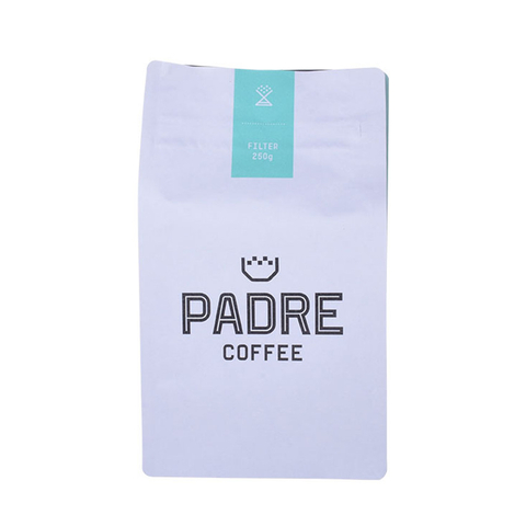 Custom Made Pla Cornstarch Compostable Flat Bottom Coffee Pouch with Valve Wholesale