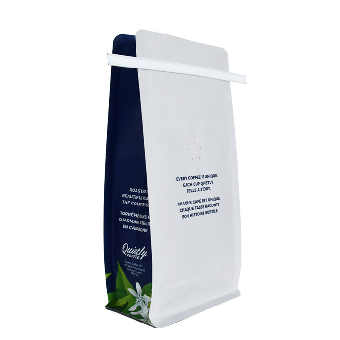 Custom print block bottom coffee pack paper for bag with tin tie