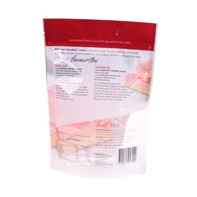 Custom size standing reyclable cookie packaging bags