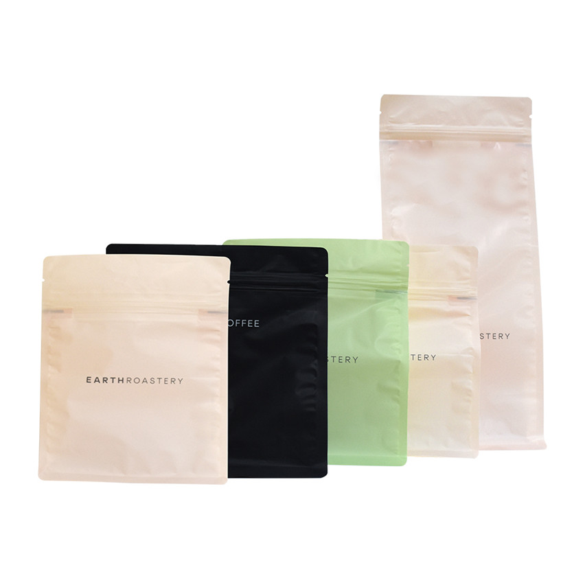 Top Quality Custom Production Compostable Biodegradable Flat Bottom Coffee Bags with Valve