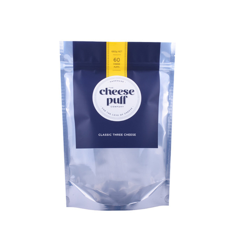 Standing plastic snack packing printed with ziplock