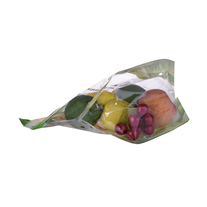 Imprinted logo on eco plastic recyclable fruit bag zipped with handle