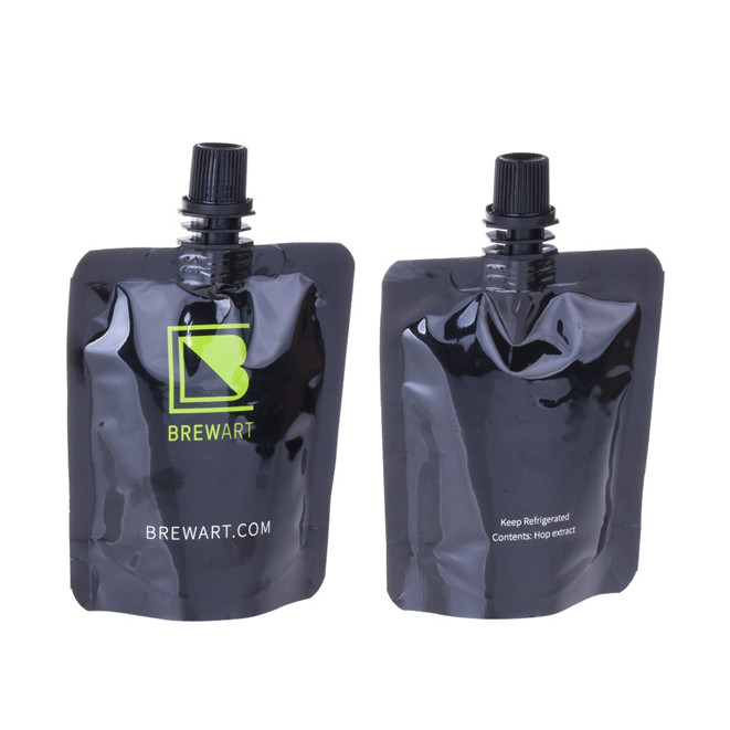 Laminated 100ml liquid bags printed with spout for beer