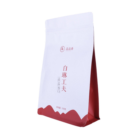 Custom flat bottom degradable packaging ziplock bag for tea