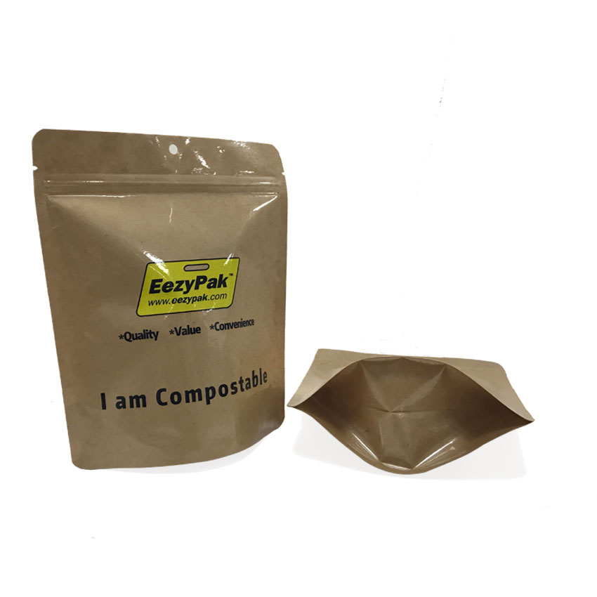 Biodegradable Iplock Stand Up Pouch Disposable Compostable Packaging Compostable Bag