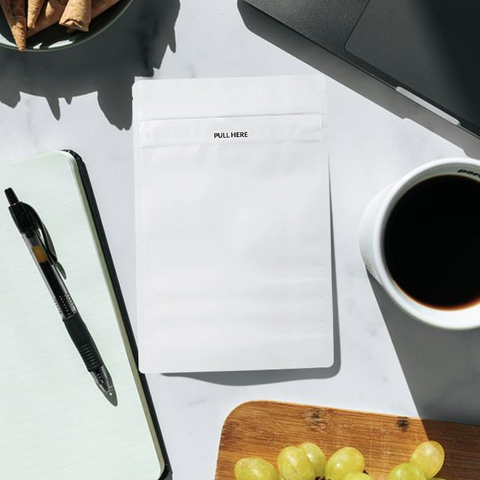 White Doypack Resealable Child-resistant Zipper Eco Friendly Cannabis Bags with Window