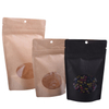 Home Compostable Kraft Paper Snack Packaing Pouch Bag with Window For Nuts