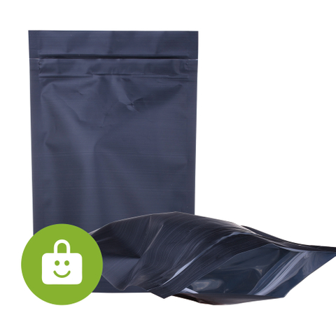 Foil Matte Black Custom Size Children Resistant Stand Up Mylar Bag for Cannabis