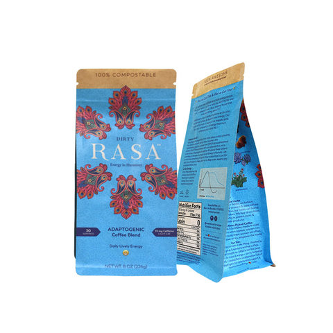 Biodegradable Coffee Bag Flat Bottom With Easy Tear-Off Zipper
