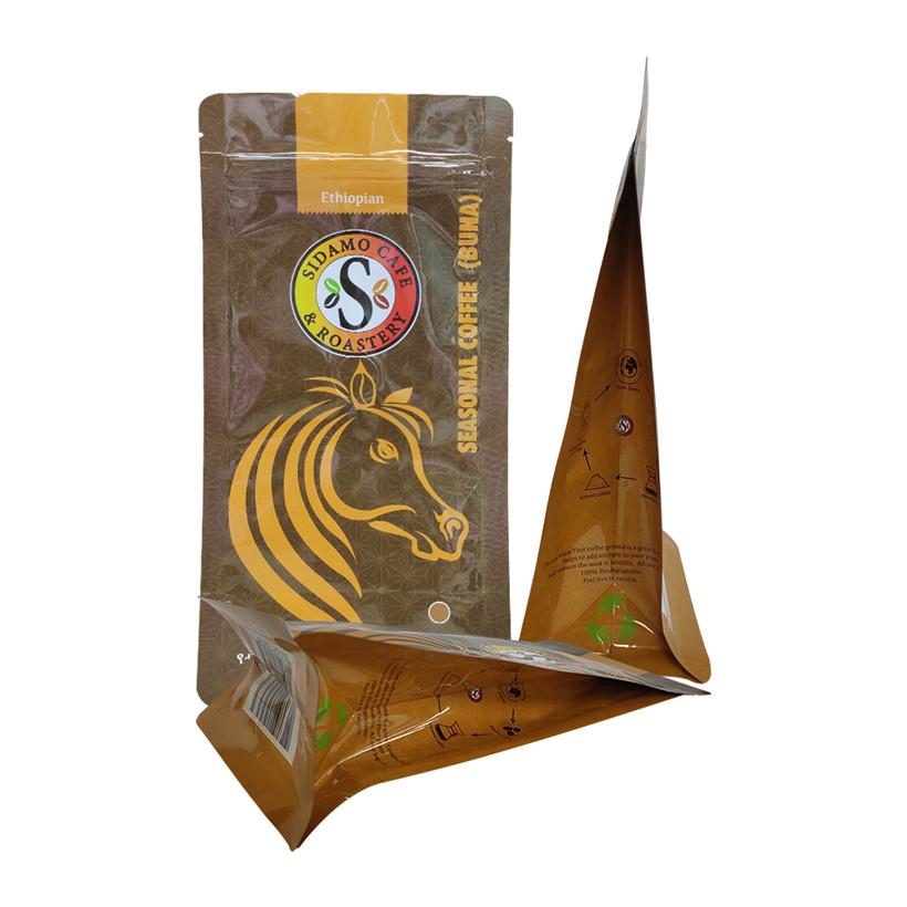 Wholesale Flat Bottom Aluminum Foil Zipper Coffee Bean Bag With Valve