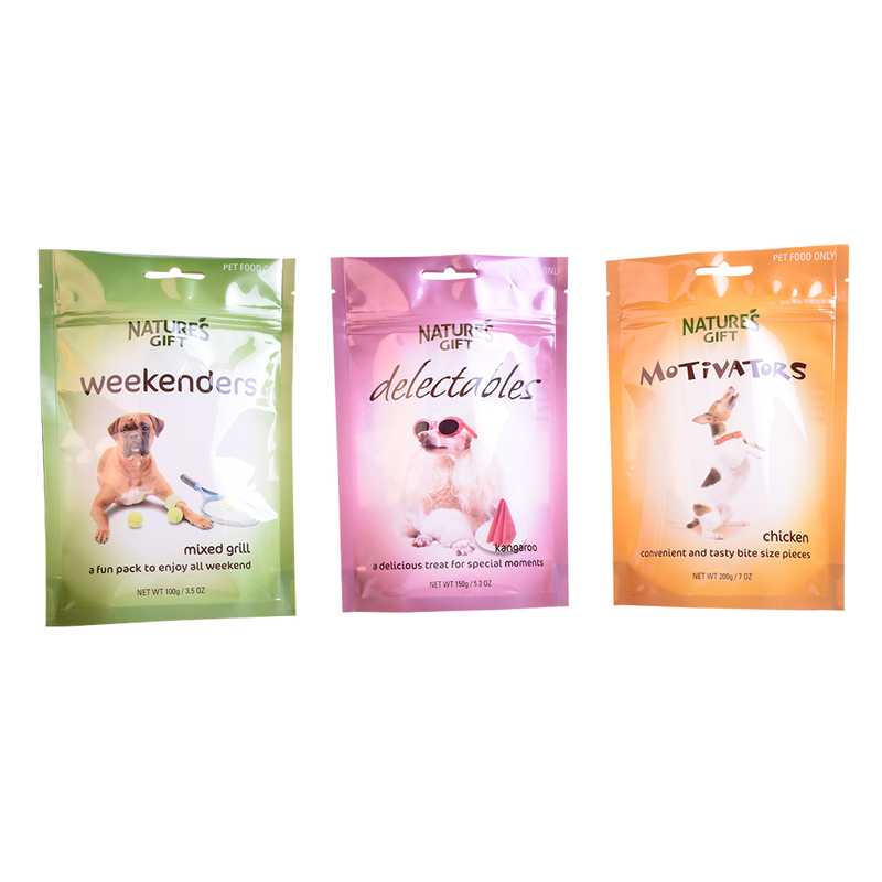 Multi-color Digital Printing 250g 7oz Dog Food Packaging Treats Bag Can Hang